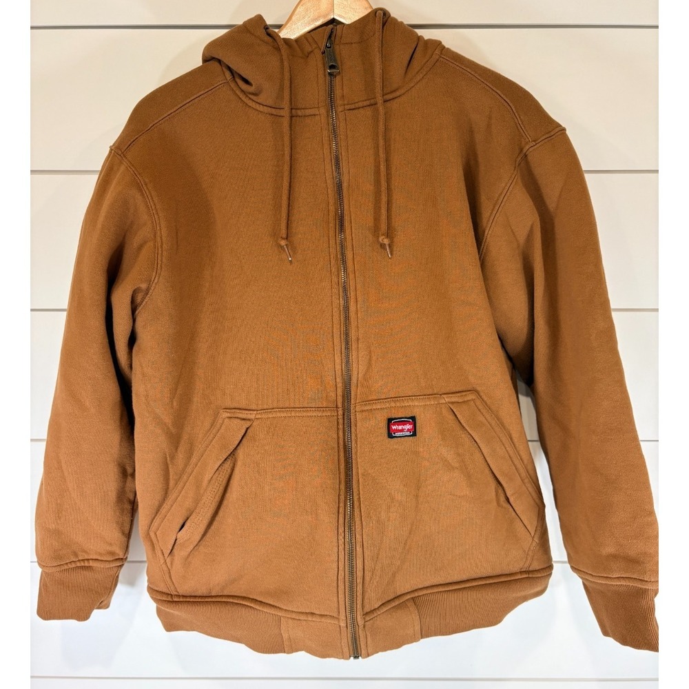 Wrangler Utility Zip Tan Brown Sherpa Lined Field Jacket Size Medium M